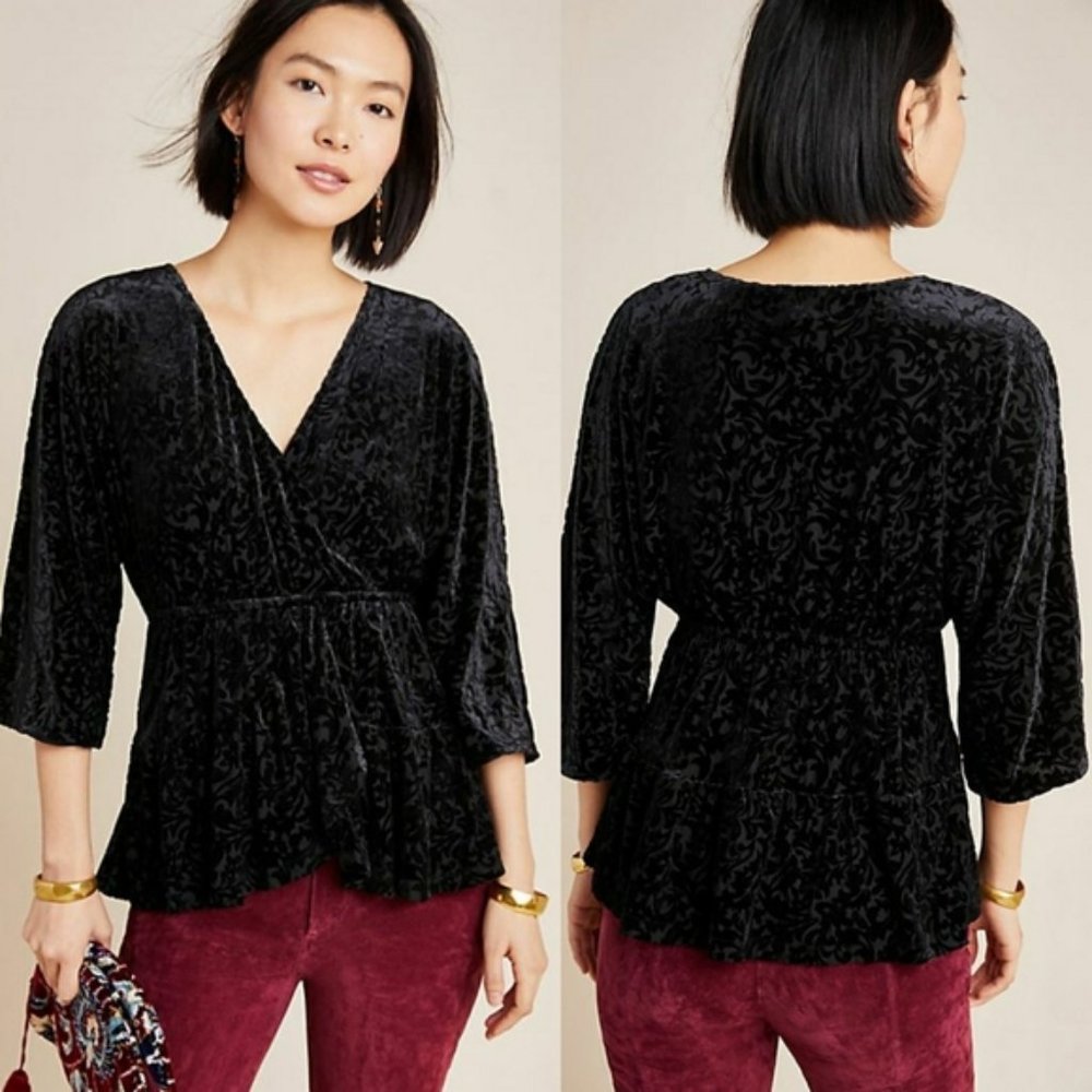 NWT Anthropologie Aleksa Burnout Velvet Top